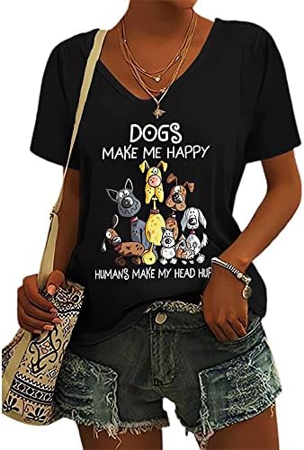כלבים גורמים לי לבני אדם מאושרים לגרום לי לראש חולצה חולצה סווטשירט חולצת שרוול ארוך אוהבי כלבים