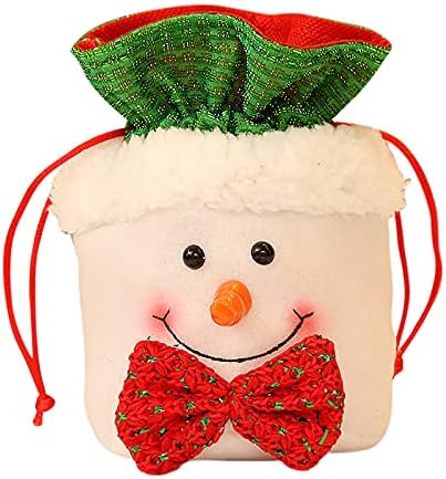 Dbylxmn סנטה מיכל חג המולד שקית שקית שקית ילדים 1 pcs תיק שרוך מתנה כותנה שקיות חג המולד של שלג ילדים