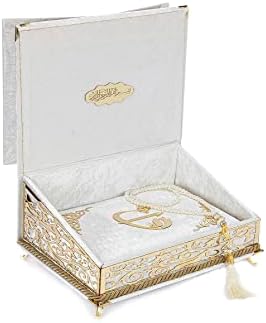 קופסת דקורטיבית מכוסה קטיפה אלגנטית מיוחדת עם ראל, ספר הקוראן המכוסה על קטיפה בערבית, קישוטים אסלאמיים