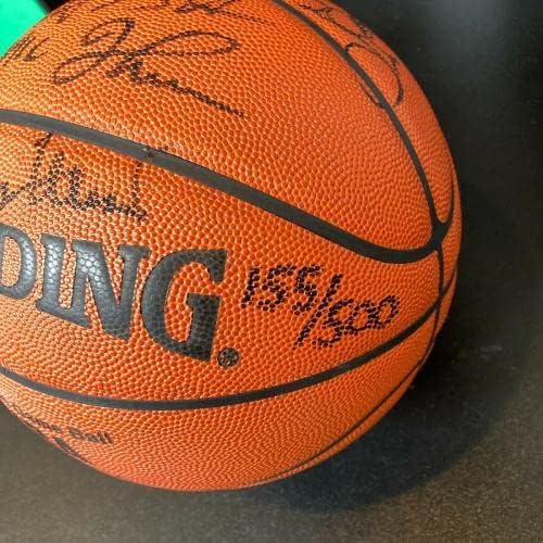 1986-87 לוס אנג'לס לייקרס NBA אלופי קבוצה חתמה כדורסל UDA סיפון עליון COA - כדורסל חתימה