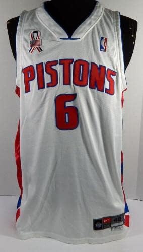 2000-01 דטרויט פיסטונס ריקי פרייס 6 משחק הונפק ג'רזי לבן 911 תיקון 48 2 - משחק NBA בשימוש