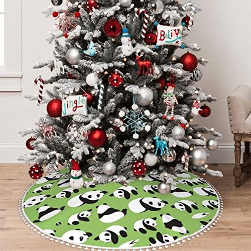 רקע ירוק פנדה פומפום חצאית עץ חג המולד חצאית עץ עץ עץ. קוטר 30/36/48 אינץ '