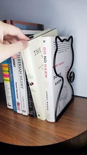לה ליבורו פרימיום מתכת חתול סופרי ספרים דקורטיבי גדול עמיד חוצצים ללא החלקה פקקי ספר מסתיים עבור