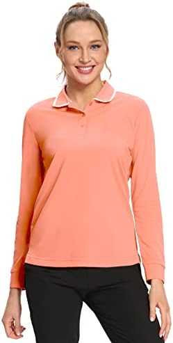 Hiverlay Womens חולצות פולו גולף upf 50+ שרוול ארוך קירור חולצת שמש מהירה הגנה על שמש יבש