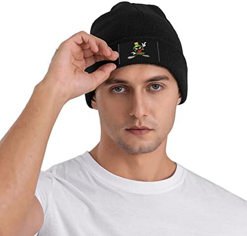 כפה לגברים נשים רפוי לסרוג כפת כובע חורף כובע גולגולת כובע שחור