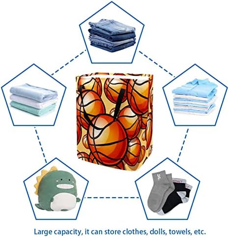 הדפסת דפוס כדורסל ספורט צבוע סל כביסה מתקפל, סלי כביסה עמידים למים 60 ליטר אחסון צעצועי כביסה לחדר שינה בחדר
