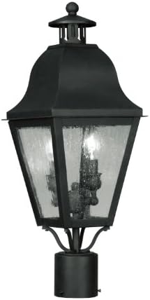 תאורת Livex 2552-04 פוסט חיצוני עם גווני זכוכית זרעים, שחור