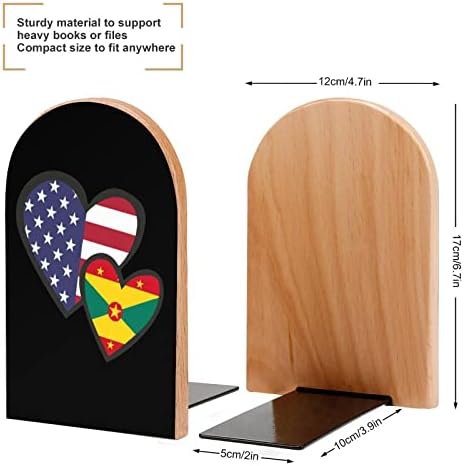 שלובים לבבות אמריקאי גרנדה דגל ציור עץ סוף ספר דקורטיבי ללא החלקה סוף 1 זוג 7 * 5 אינץ