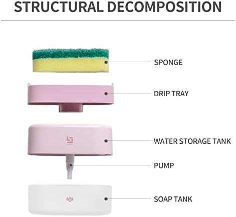 שעבוד מתקן לסבון כלים משאבת ספוג מחזיק, 2 ב 1 צלחת כביסה מתקן לסבון נושא כלים למטבח, 10.5 אונקיות