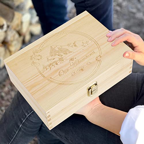 מיכל קופסאות אחסון עץ עם מכסה צירים ואבזם קדמי, 8.6 '' x 6 '' x 3 '' מתנה קופסת זיכרון מותאמת