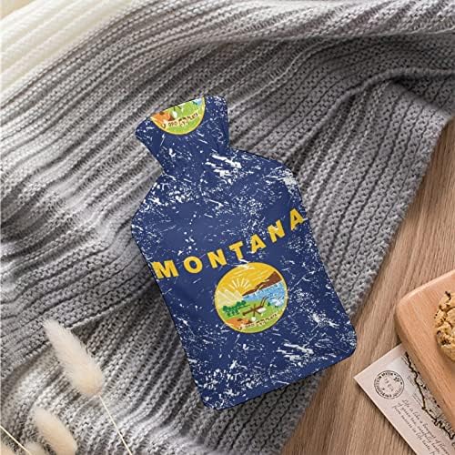 דגל מדינת מונטנה 2 גומי בקבוק מים חמים עם כיסוי פליס כפות ידיים שקית מים חמים יותר