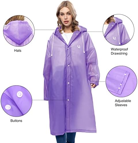 מעיל גשם עמיד למים מעיל גשם פונצ ' ו עם הוד לשימוש חוזר יוניסקס גברים נשים קל משקל ברור גשם ללבוש