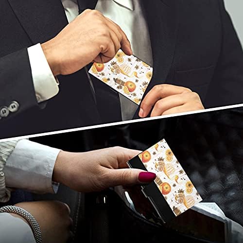 סתיו כתום תבלינים אגוזי עסקים כרטיס מחזיק עבור נשים גברים כרטיס ביקור מחזיק מקרה עם עור אישי כרטיס