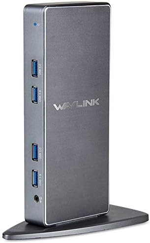 WAVLINK USB 3.0 תחנת עגינה אוניברסלית למחשב נייד צג וידאו כפול תצוגה HDMI, DVI ו- VGA, Gigabit Ethernet,