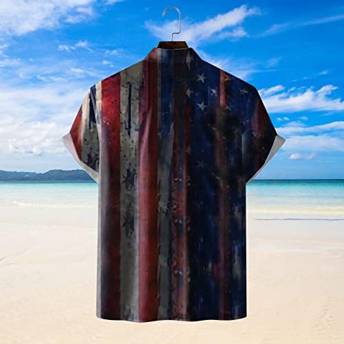 XXBR חולצות הוואי לגברים, יום העצמאות כפתור שרוול קצר במורד חולצת הקיץ TIRC
