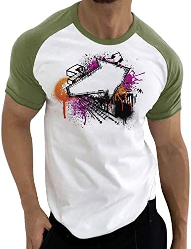 חולצות טריקו של שרוול קצר של ZDDO לקיץ לגברים, רחוב צבע רחוב הדפס גרפי O צוואר טי צוואר צמרות אימון