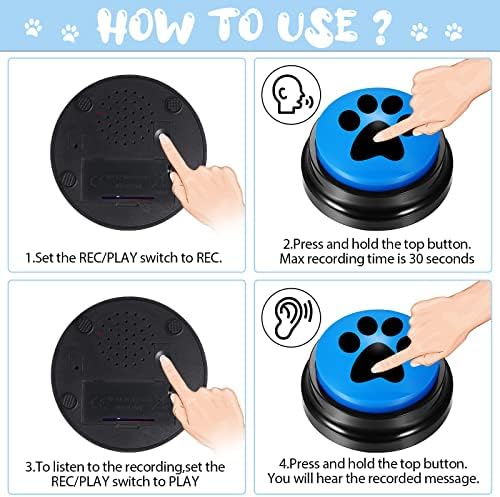 8 חבילה כלב כפתורי תקשורת קול הקלטת כפתור כלב קול מדבר כפתורים לצריבה כפתור תשובה זמזמים לחיות מחמד אימון זמזם