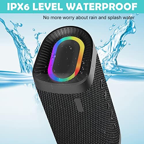 רמקולי Bluetooth ניידים אטומים למים IPX6 - LED RGB אורות - משופרים בס - נהדר לטלפונים, טאבלט, מחשב