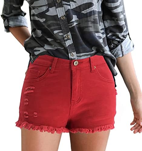 מכנסיים קצרים של ג'ין מקוריים לנשים נמתחים עלייה גבוהה קרוע מכנסיים קצרים מכנסיים קצרים מכנסיים גולמיים קיץ מכנס