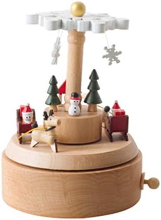 BBSJ Beech חג המולד פתית שלג קופסא מוסיקה מעץ קישוט קישוט לחג מתנה קופסא מוסיקה מתנה