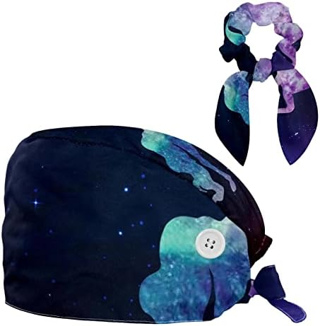 עבודת כובע עם כפתורי נשים נפוחה כובע עם גומיות שיער להקת אחת גודל שמי זרועי הכוכבים גלקסי חד קרן