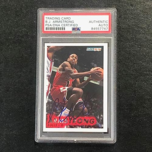 1993-94 כדורסל פלייר מספר 25 B.J. Armstrong חתום כרטיס Auto PSA שוורים שוללים - כדורסל קלפי טירון