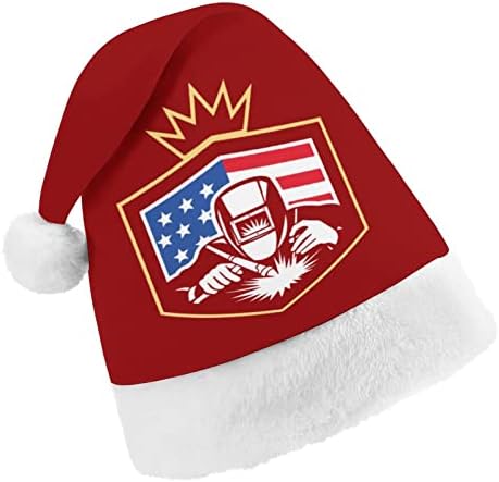 ריתוך אמריקאי רתך דגל חג המולד כובע אישית סנטה כובע מצחיק חג המולד קישוטים