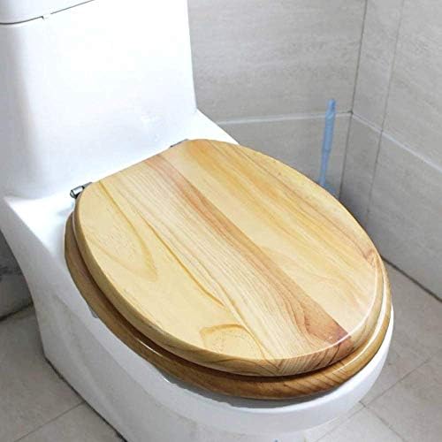 מושב אסלה Wsmyzy, כיסוי לשירותים קרובה איטית-מושב אסלה כבד קלים התקנה וניקוי חומר עץ מלא