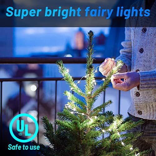 אורות פיות LED LED מופעלים סוללה, 16.4ft 50 50 חוטי נחושת LED אורות מיתר חוט, 8 מצבים אורות פיות