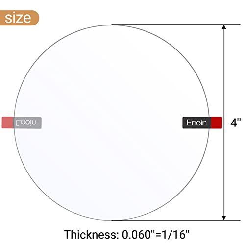 Enoin 9pcs 4 אינץ 'עגול עגול אקריליק/פרספקס גיליון דיסק מעגל גיליון פלסטיק 0.060 1/16 אינץ