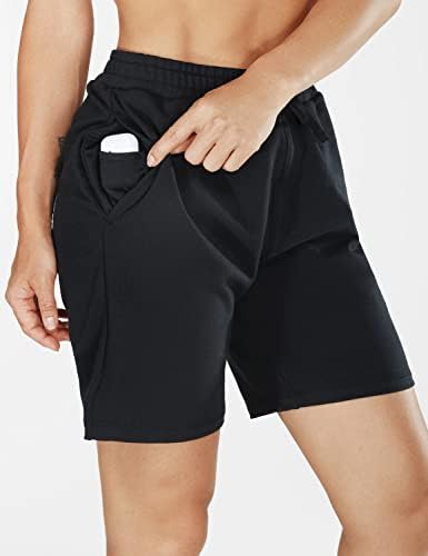 מכנסיים קצרים של ברמודה 7 אינץ 'ברמודה לנשים ארוכות הליכה מכנסיים קצרים אימון ספורטיבי ג'רזי מכנסיים קצרים