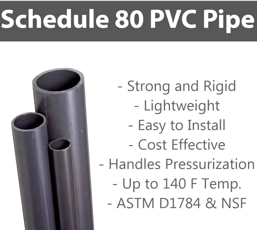 לוח הזמנים של צינור PVC 80 אפור 1-1/2 אינץ 'אפור/PVC