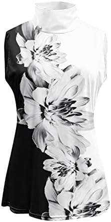 Miashui 2x טוניקה צמרות נשים פרחים מזדמנים מדפיסים צווארון צווארון חולצה ללא שרוולים חולצה עליונה
