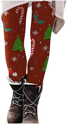 חותלות מכוערות לחג המולד לנשים איש שלג חמוד הדפסים לחג מפלגת חג מכנסיים במותניים גבוהות בחורף