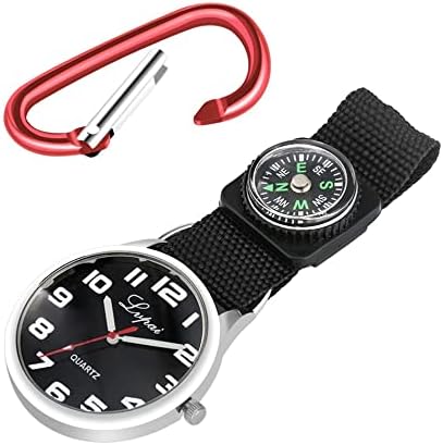 FSYSM SPORT חיצוני קוורץ שעון כיס עם שעון תליון מצפן רצועת ניילון קרבינר מתנות לשעון כיס