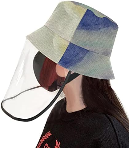 כובע מגן למבוגרים עם מגן פנים, כובע דייג כובע אנטי שמש, אמנות מופשטת בצבע מים