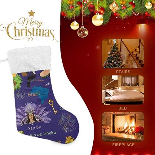 קרנבל ברזילאי קרנבל סגול גרבי חג המולד 1 חבילה 17.7 , גרביים תלויים לקישוט חג המולד