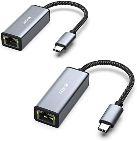 Benfei USB-C ל- Ethernet מתאם 2 חבילה, USB Type-C עד RJ45 Gigabit Ethernet LAN מתאם רשת תואם עבור MacBook