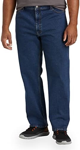 מכנסי ג'ינס רגועים של DXL גדולים וגבוהים. ג'ינס נוחות גבוהה של נוחות, סגנון 5 כיס