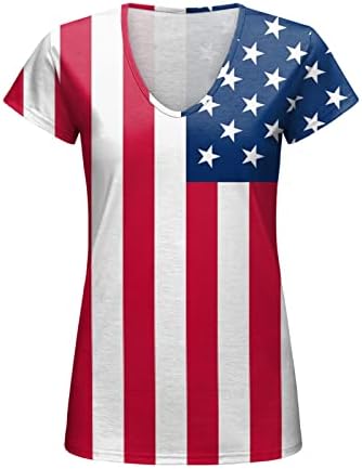 נשים חולצות יין עצמאות יום לנשים הדפסת יומי קיץ חולצות לנשים של צווארון גופיות אמריקאי