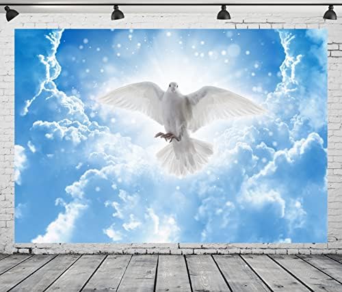 בלקו 5 * 3 רגל בד יונת שלום רקע רוח הקודש ציפור ישו המשיח רקע בהיר שמיים תכלת שמיים עננים לבנים אהבה