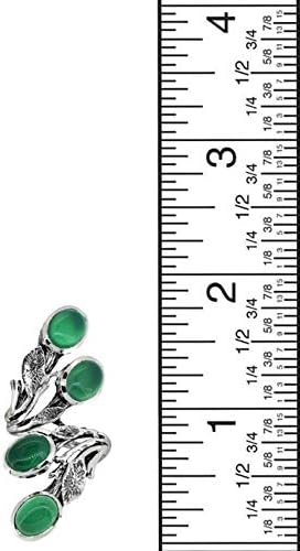 ירוק אוניקס חדשני עלה גפן טבעת מוצק 925 תכשיטי כסף סטרלינג
