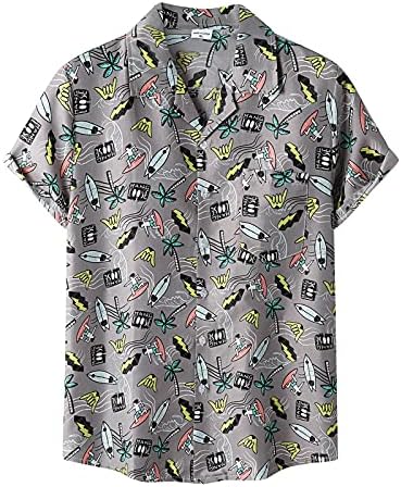 חולצה Hawaiian Mens Mens Hawaiian כפתור שרוול קצר מזדמן חולצות למטה חולצת אלוהה עם כיס כפתור לבן חולצה