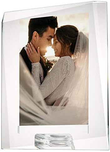 Donoucls 4 x 6 מסגרת תמונה קריסטל עם מסגרת תמונה דקורטיבית מתנה למתנה לחתונה ביתי