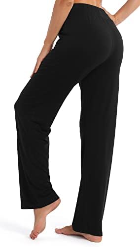 עירוני קוקו נשים של ישר רגל ארוך מכנסיים אלסטיות גבוהה מותן שרוך מזדמן מכנסיים עם כיסים