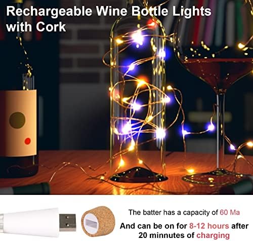 אורות בקבוק יין Shunbenzm, 4 חבילות USB אורות מיתר צבעוניים, 6.6ft 20 חוט נחושת LED אטום למים למסיבת