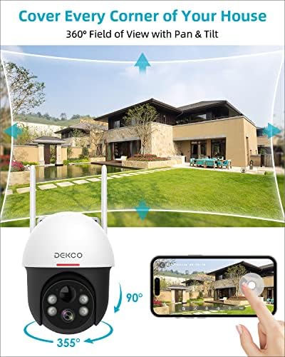 DEKCO 2K מצלמת אבטחה סולארית אלחוטית חיצונית - DC9L, 5MP מצלמת אבטחה סולארית אלחוטית אלחוטית - DC9P, 360 מעלות