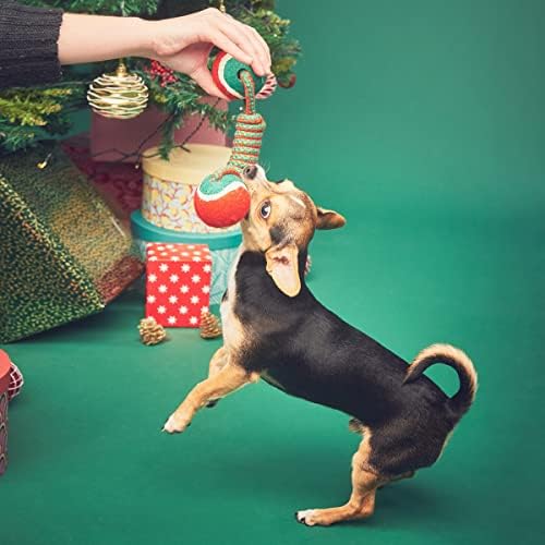 חבל חג המולד של Abeshek צעצועי כלבים בקיעת שיניים ， צעצועים לעיסת כלבים ， צעצועים כלבים קשוחים לעיסות אגרסיביות
