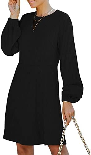שמלת סוודר נוקמופו לנשים סתיו חורף טמפרמנט חגורה סרוגה בשמלת שרוול ארוך