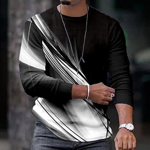 חולצות גברים מעצבים תלת מימד דיגיטלי דיגיטלי מסנוור הדפסת צוואר עגול שרוול ארוך סווול סווול חולצה לחות לחות צמרות